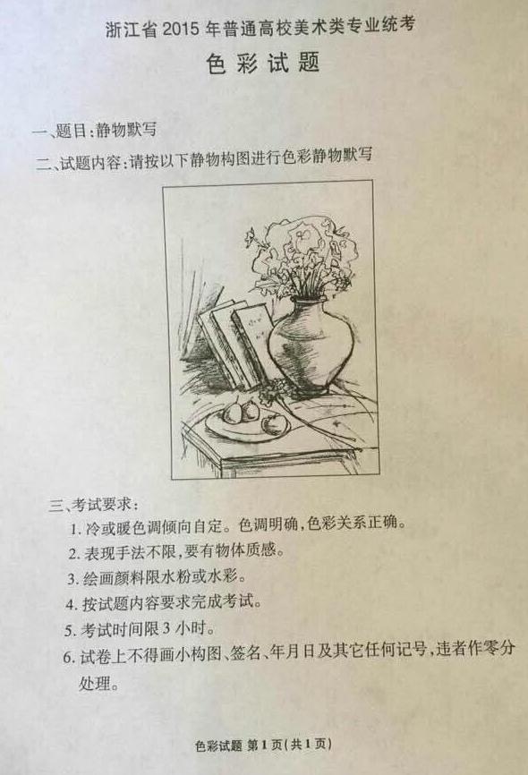 2015年浙江美術(shù)聯(lián)考題
