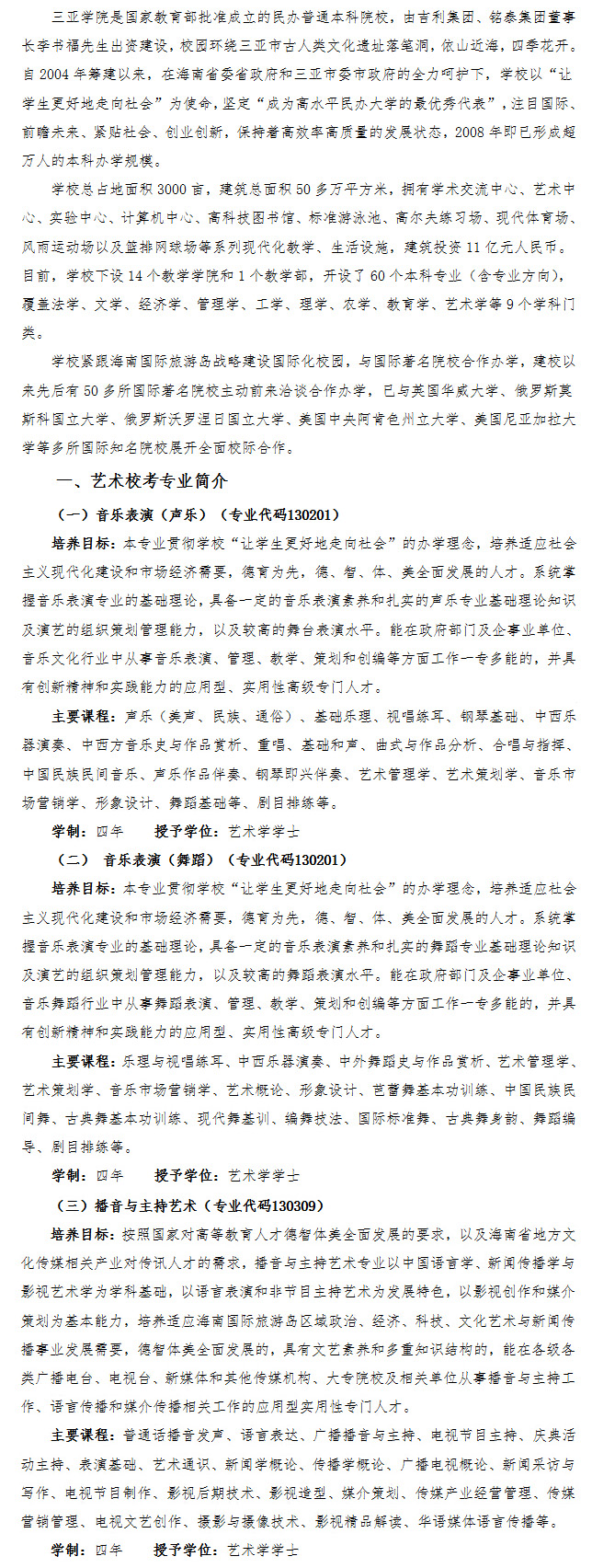 三亞學(xué)院2015年藝術(shù)專業(yè)?？颊猩?jiǎn)章