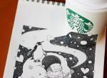 日本的畫家Tomoko Shintani在喝Starbucks時畫下的暖心插畫