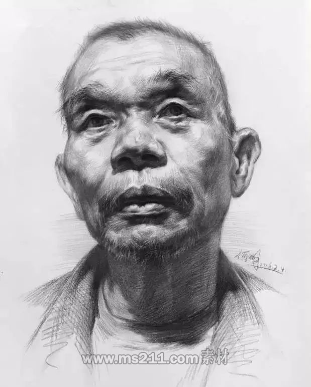 不同角度的素描頭像-51美術網