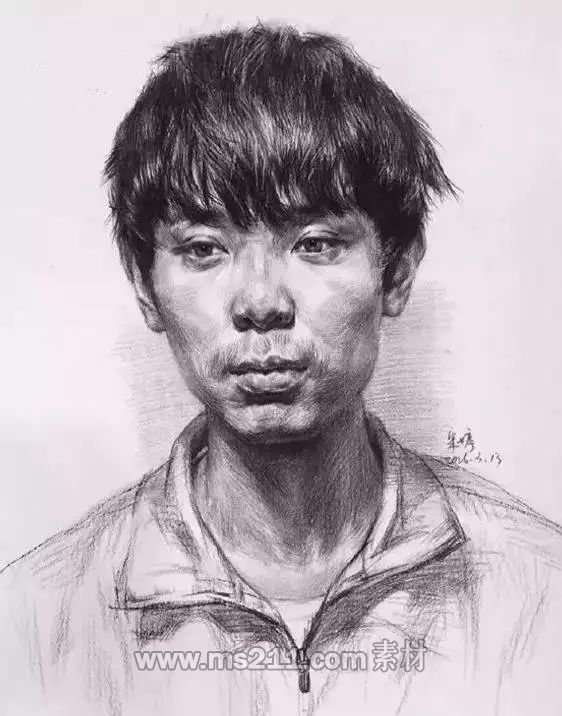 不同角度的素描頭像-51美術網