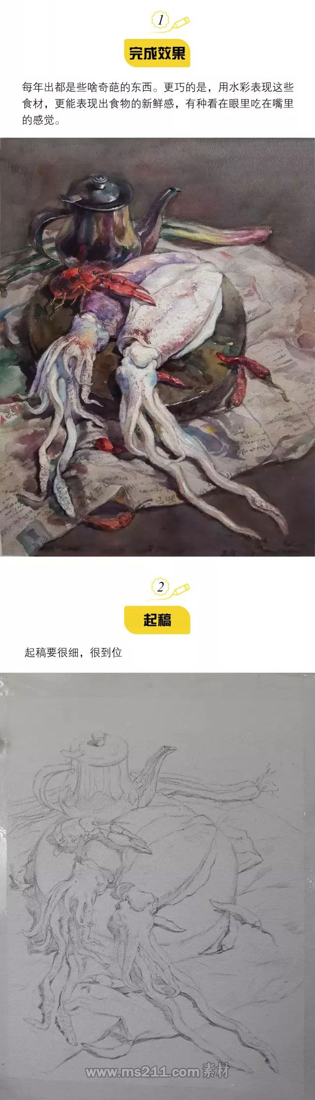 色彩靜物：水彩靜物作畫步驟全解析大魷魚_01.jpg