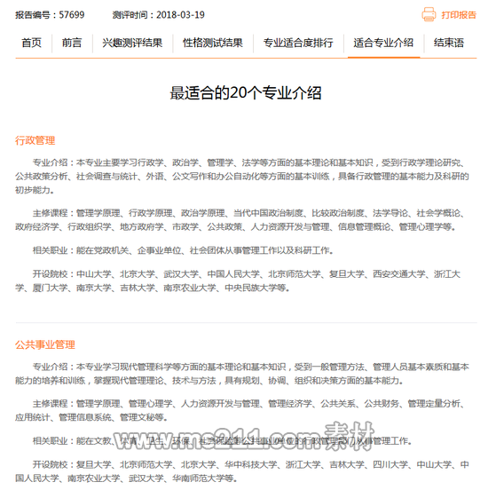 新浪高考志愿通卡最適合就讀專業(yè)測(cè)評(píng)